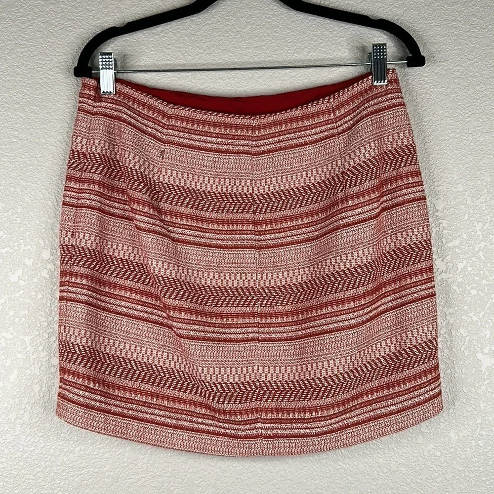 Banana Republic Red & White Tweed Business Skirt‎ Size 6